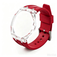 Nouvelle mode, bracelet de montre en silicone liquide 3H respectueux de la peau, boîtier de montre en plastique transparent, ensemble complet pour hommes et femmes
