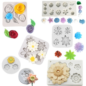 Fondant Silicone Cake <b>Molds</b> Rose Camellia Flower Shapes For DIY Cake <b>Candle</b> Decorations Light Gray Square <b>Mold</b> Set - Product Image 5