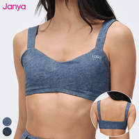 Soutien-gorge de sport léger Janya rétro en denim, avec coussinets amovibles, séchage rapide, haute élasticité, décolleté en cœur, push-up, pour femmes