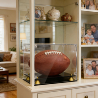Boîte de présentation de football de rugby personnalisée, couvercle en acrylique transparent et base noire, boîte de présentation de ballon pour objets de collection d'autographes