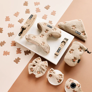 Set tali Harness leher dapat diatur Teddy bordir kustom tas Poop dasi kupu-kupu Bandana Set Harness anjing mewah kerah hewan peliharaan - Product Image 2