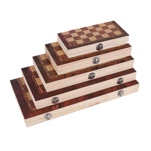 Giá rẻ 24*24cm cờ vua bằng gỗ thiết lập với gấp bàn cờ 9 "bằng gỗ backgammon cờ trong nhà gấp 3 trong 1 có thể được OEM - Product Image 3