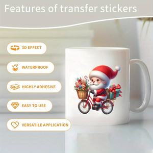 Navidad acuarela Santa Claus DIY decoración pegatina alto adhesivo UV para DTF tarros de vidrio envoltura pegatinas para tazas de café lavable - Product Image 5
