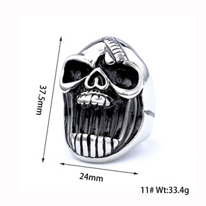 Viking kafatası yüzük paslanmaz çelik korsan takı erkekler için Norse mitoloji Inspired paslanmaz çelik şerit toptan gotik yüzük - Product Image 5