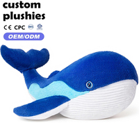 Jouet en peluche baleine bleue personnalisé en usine, super doux et moelleux, animal marin en peluche pour enfants, décoration de la maison