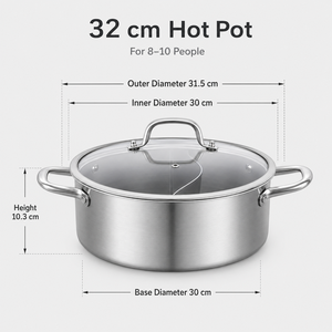 Stainless Steel <b>Soup</b> <b>Pot</b> With Glass Lid Double Handle Induction Compatible SUS 304 Minimalist Design - Product Image 5