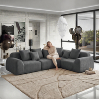 Canapé modulable surdimensionné en velours nuage, sectionnel incurvé, 118' avec chaise longue carrée sans structure, mousse à mémoire de forme compressée, pour appartement