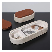 SAIDKOCC 24x6cm travertin stockage organisateur conteneur luxe boîte à bijoux avec couvercle pour collier anneau Bracelet boucle d'oreille décor à la maison