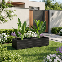 Jardinière élégante et classique en bois pour l'extérieur, avec trou de drainage, revêtement antirouille, base robuste pour plantes d'intérieur
