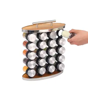 New Design 20 Jars Countertop Kitchen Cabinet Seasoning Shelf Spice Rack Organizer Kitchen Storage Holder With Handle