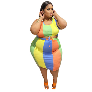 Moda all'ingrosso Plus Size abbigliamento donna Casual Top e pantaloni <span class=keywords><strong>estate</strong></span> Plus Size 2 pezzi Set donna - Product Image 4