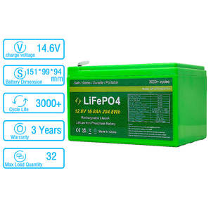 電動スクーター用新製品12V 16Ah LiFePO4バッテリーホームストレージ発電所ポータブルリン酸リチウムバッテリー - Product Image 1