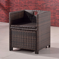 Chaise d'extérieur en rotin PE de couleur personnalisée avec pouf, ensembles de meubles de jardin, ensembles de salle à manger