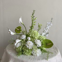 Boule de fleurs artificielles personnalisée PPS, blanche et verte, pour centre de table de mariage et décoration d'événements