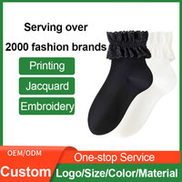 Chaussettes à volants en dentelle pour femmes, OEM ODM, logo personnalisé, couleur, coton, chaussettes à volants Lolita