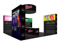Stand de Exhibición Personalizado de 20x20 pies con Marco de Aluminio y Fondo de Tela Tensada para Ferias Comerciales y Publicidad