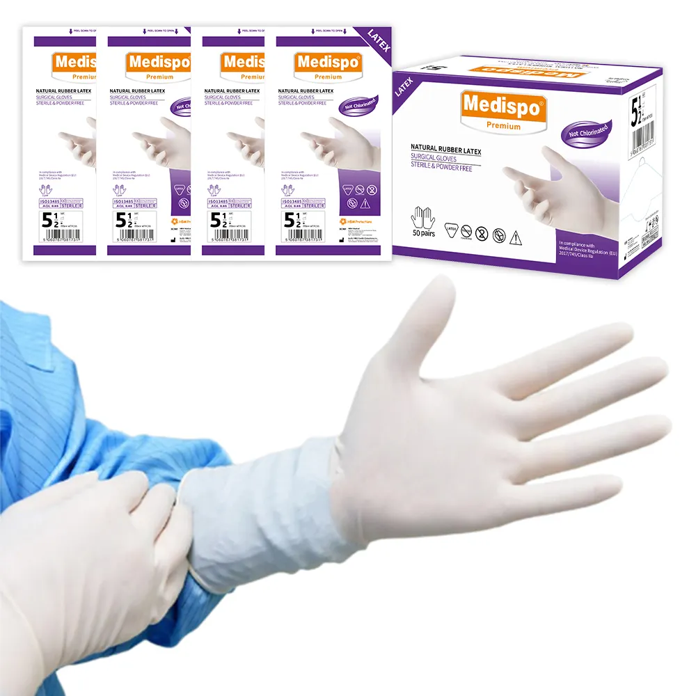 Great Newly Product T-Polyure Coating Natural Latex Examination Surgical Gloves