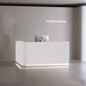 Đơn giản Trắng cong bàn tiếp tân cho Internet nổi tiếng cửa hàng quần áo nghệ thuật Bảo Tàng cao đẳng công ty-cho phía trước Bàn Cửa Hàng - Product Image 1