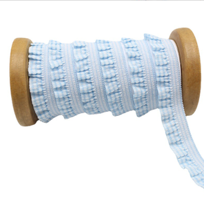 Wholesale 25mm <strong>Elastic</strong> Ribbon with <strong>Double</strong> <strong>Ruffle</strong> Trim Colorful Webbing for Baby Clothing Home Textiles Bags Shoes Headbands - Product Image 6