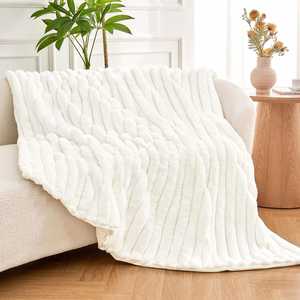 White Throw Blanket for Couch, Super Soft Cozy Warm <b>Fluffy</b> Plush Blankets , Cute Faux Fur Lightweight Blanket - Product Image 3