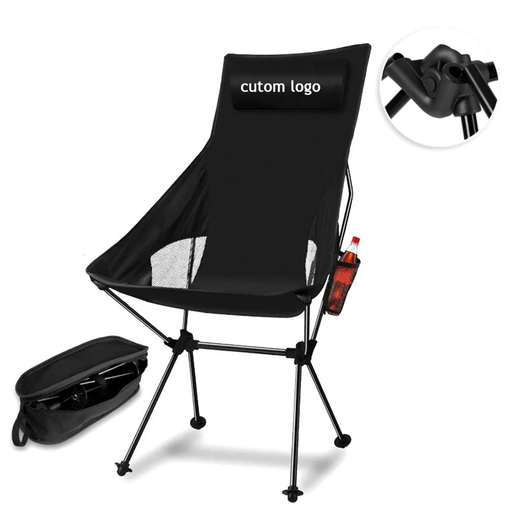 Cao Trở Lại Nhỏ Gọn Trọng Lượng Nhẹ, 7075 Nhôm Dành Cho Người Lớn Ngoài Trời Folding Fishing Camping Moon Chair Recliner/