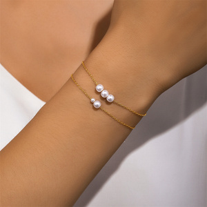 Luxury Colorful Zircon Gold Plated <b>925</b> <b>Sterling</b> <b>Silver</b> Trendy Adjustable Pearl Tiny Engagement Wedding Party <b>Bracelet</b> - Product Image 2