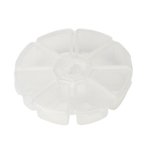Boîte de rangement ronde transparente en plastique à 8 compartiments pour la décoration des ongles, les bijoux, le salon de manucure, l'affichage des outils - Product Image 6