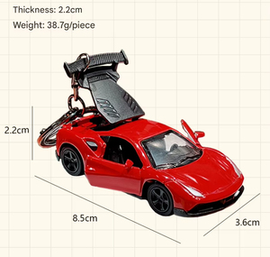Novelty Diecast Supercar Keychain Pull Back Toy Car Keyring with Openable Doors Spoiler Wing Gunmetal Black <b>Bag</b> <b>Charm</b> Gift - Product Image 6