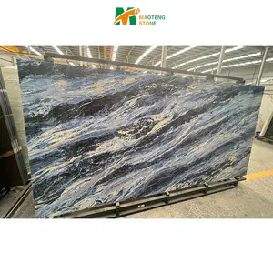 Fashion Sapphire Artificial Blue Sintered Stone For Wall Background Sintered Stone