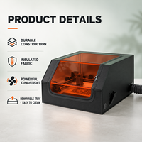 Nouvelle housse de protection ignifuge noire pour graveur laser avec fenêtre de visualisation, porte à fermeture éclair et ventilateur d'extraction, garantie 6 mois pour atelier domestique