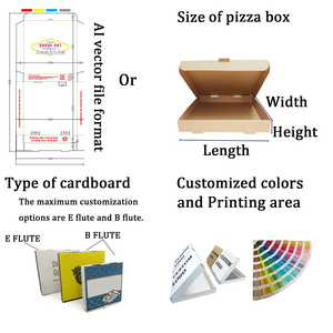 Custom Embossed Self-Erecting Pizza Boxes 12" <strong>X</strong> 12" <strong>X</strong> 2" 14" 16" <strong>50</strong> Pack White on Brown Kraft Paper Disposable Sushi Pizza Boxes - Product Image 2