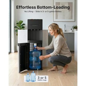 Distributeur d'eau à chargement par le bas EUHOMY, 5 gallons, eau chaude, froide et tiède, en acier inoxydable, noir et argent - Product Image 4