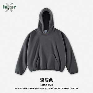 Sweat-shirt unisexe surdimensionné en coton avec logo personnalisé brodé, doublure polaire imprimée pour homme, vêtements d'hiver, vente en gros - Product Image 4