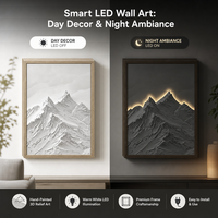 Décoration murale moderne en 3D avec éclairage LED, peinture de montagne enneigée, MDF PVC superposé, pour la décoration du salon