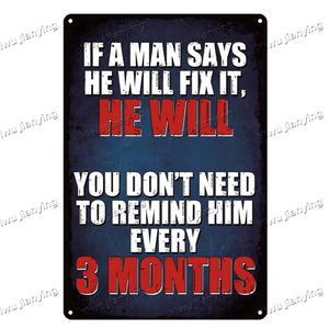 L'homme a dit plaque de métal vintage signes de bande de mur art imprime bar mur conceptions autocollants personnalisés décor à la maison 20x30 étain signe - Product Image 1