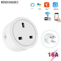 Prise intelligente WiFi Tuya 16A avec mesure de la consommation d'énergie, commande vocale AI pour opération à distance mobile, prise standard britannique