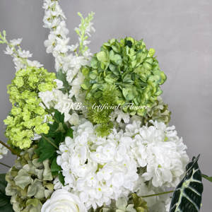 DKB Custom Real Touch Flowers arrangiamenti per matrimonio bianco e verde irregolare fiori di ortensie palla centrotavola - Product Image 5