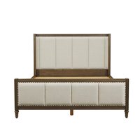 Lit double en chêne massif de style américain avec tête de lit capitonnée, design d'oreilles personnalisable, 1800x2000mm, Shanghai