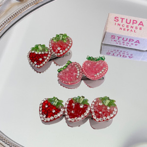 Horquilla de <span class=keywords><strong>Fresa</strong></span> con Diamantes de Imitación, Pinza para el Cabello con Brillo de Frutas, Accesorio de Moda para Peinados Diarios, Regalo de Joyería - Product Image 1