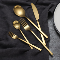 Luckygoods LDX180 Ensemble de couverts de luxe pour hôtel, couteau, fourchette, cuillère, acier inoxydable mat doré, très vendu
