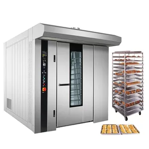 32 16 64 trays bakery oven display french baking electric big large rotating commercial bread gaz rotary oven furnace gas italy