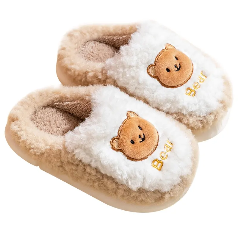 ZHUBABA Winter girl boys Slippers Home children thermal Shoes Cute Cartoon Fashion Lovely rabbit bear Couple House Slippers