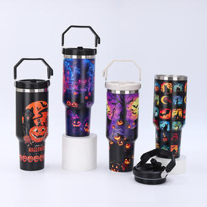 Gobelet isotherme en acier inoxydable de 40 oz avec poignée et paille rabattable, anti-fuite, pour le camping et les voyages, style américain - Product Image 6