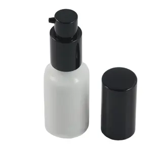 50毫升蛋白石白色玻璃瓶DIN 18毫米豪华化妆品包装，带塑料盖或滴管可再装精油瓶