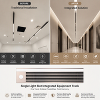 Rail en aluminium intégré pour plafond suspendu, pour éclairage linéaire, grille de ventilation centrale, tête de sprinkler et détecteur de fumée