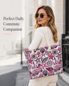 Sac fourre-tout en toile réutilisable et écologique unisexe, personnalisable, avec deux anses, fermeture éclair, broderie et rivets, idéal pour les vacances d'été à la plage - Product Image 3