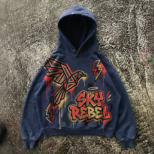 Felpa con Cappuccio 100% Cotone, Stampa Serigrafica Quadrata, Tessuto Terry Pesante, Effetto Sbiadito dal Sole, Logo Personalizzato, Stile Retrò Vintage, Lavaggio Acido - Product Image 2