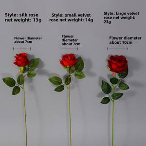 D244 Fleur Décorative Artificielle Rouge Unique Velours Rose Romantique Mariage Rose Fleur Décorative Pièce Maîtresse - Product Image 4