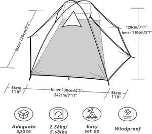 Carpa de Camping Ultraligera Plegable de Una Habitación, Impermeable para las Cuatro Estaciones, de Montaje Rápido y Automático, Marca OEM Oxford - Product Image 2