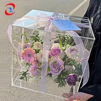 Boîte à roses en acrylique personnalisée en gros/boîte carrée à fleurs
